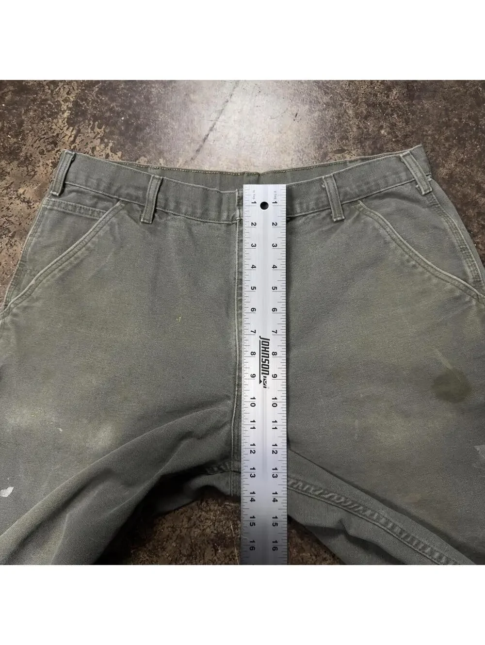 Carhartt B11 MOS Moss Green Washed Duck Work Pants 38x32 Distressed